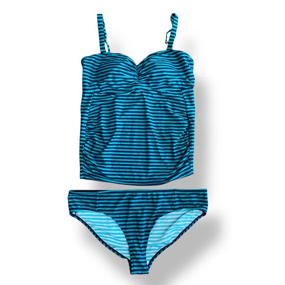 Motherhood Beach Bump Green Black Tankini‎ Set Swim suit Size XL Beach Vacation - Picture 1 of 13